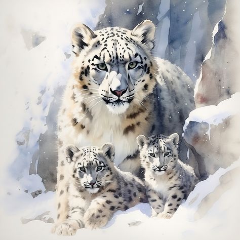 Snow Leopard Watercolor, Snow Leopard Painting, Snow Leopard Drawing, Snow Leopard Tattoo, Snow Leopard Art, Leopard Hunting, Leopard Drawing, Tattoos 2024, Leopard Tattoos