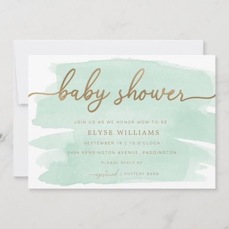 Baby Brunch Invitation, Sprinkle Baby Shower Invitations, Mint Baby Shower, Gender Neutral Invitations, Baby Brunch, Classy Baby Shower, Gender Neutral Baby Shower Invitations, Gold Baby Shower, Green Baby Shower