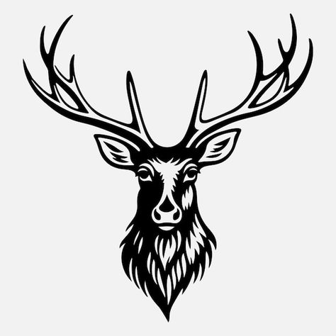 Deer head vector illustration deer vinta... | Premium Vector #Freepik #vector #animal-logo #wildlife-logo #deer-logo #deer-head Moose Clipart, Moose Svg, Moose Shirt, Deer Vector, Hunting Tattoos, Wood Burning Patterns Stencil, Deer Svg, Wood Burning Patterns, Deer Head