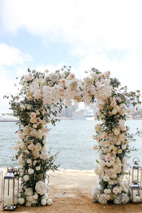 Ceremony Backdrop Outdoor, Wedding Floral Arch, Destination Wedding Decor, Wedding Background Decoration, Wedding Backdrop Design, Wedding Mandap, Wedding Scene, Brides And Grooms, Floral Arrangements Wedding