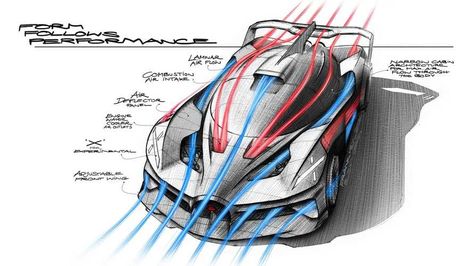 2021 Bugatti Bolide | Motor1.com Photos Concept Car Design Sketches, Automotive Design Sketch, Car Aerodynamics, Aerodynamics Design, Mustang Car Aesthetic, 2023 Ford Mustang, Bugatti Bolide, Mustang Car, Aerodynamic Design