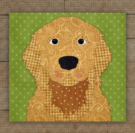 Golden Retriever (Gold) Precut Fused Applique Kit - 611355715183 Golden Retriever Quilt Pattern, German Shorthaired Pointer Black, Quilting Books, Dog Quilts, Wheaten Terrier, Applique Quilt, Applique Kit, Rat Terriers, Doodle Dog