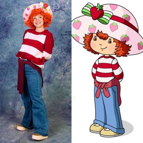 🎶And when you get to meet her, you’ll love her BERRY much 🎵🍰🍓 One thing that was super important to me with getting this girl right was… | Instagram As Told By Ginger Costume, Diy Strawberry Shortcake Costume Women, Ginger Characters Halloween, Backyardigans Costume, Diy Strawberry Shortcake Costume, Strawberry Shortcake Cosplay, Strawberry Shortcake Hat, Strawberry Shortcake Outfits, Cartoon Halloween Costumes