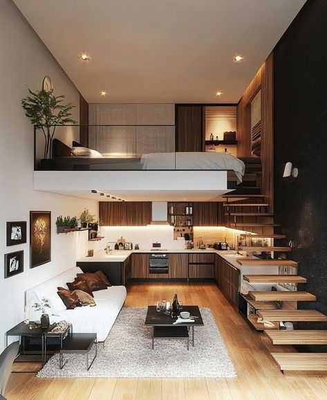 Small Loft House Design, Loft House Interior, Loft Type House, Small Loft Apartment, Modern Tiny Home, Tiny Loft, Loft House Design, Mini Loft, Loft Interior Design