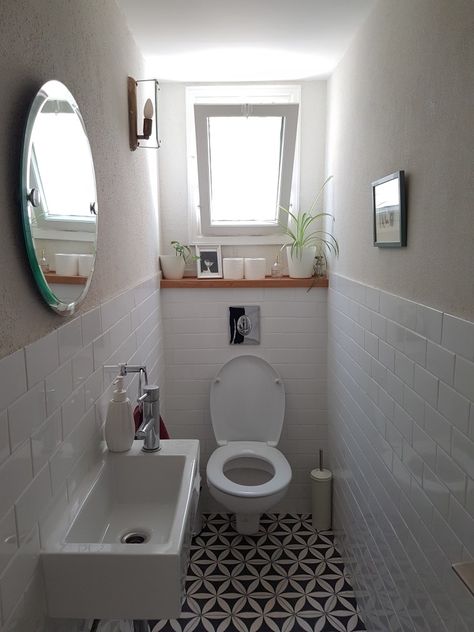 Small Toilet Design, Small Downstairs Toilet, Toilet Room Decor, Small Toilet Room, Downstairs Toilet, Toilet Room, Small Toilet, Small Bathroom Makeover, Tiny Bathrooms