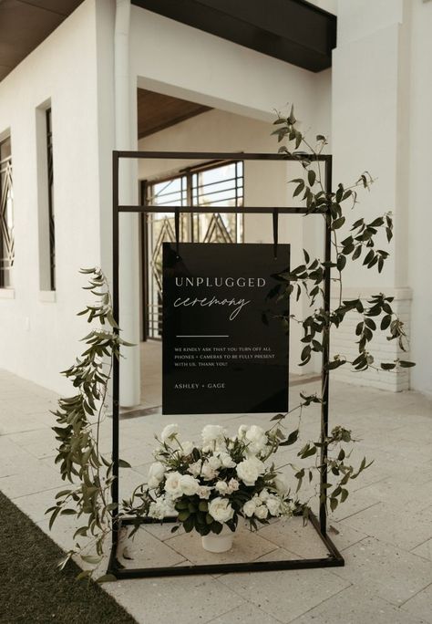 Black Wedding Mirror Sign, Wedding Signage Black And White, Black Tie Wedding Welcome Sign, Black Arch Wedding Sign, Wedding Welcome Sign Black, Minimalist Wedding Reception, Black Theme, 2025 Wedding, When I Get Married