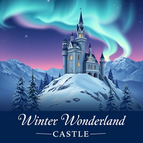 Ethereal Winter Castle

#WinterCastle #NorthernLights #MysticalSnow #art #poster Winter Castle, Winter Wonderland, Art Poster, Northern Lights, Castle, Art