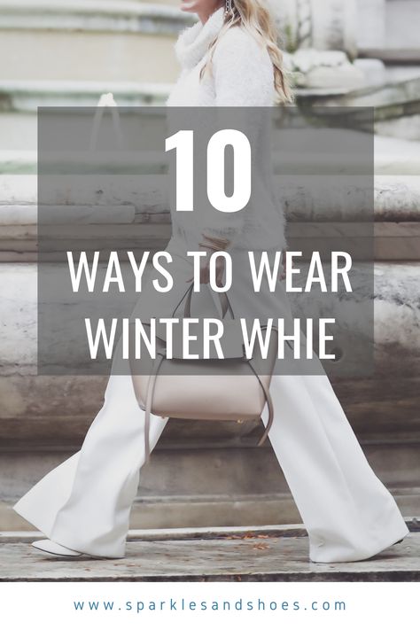 10 Ways to Wear All White This Winter White Dress In Winter Outfit, White On White Outfits For Women, White Winter Jeans Outfit, White Trouser Winter Outfit, All White Winter Outfit Classy, Winter Outfit White Pants, How To Style White Jeans Winter, Ivory Coat Outfit Winter, Winter White Outfits For Women Dressy