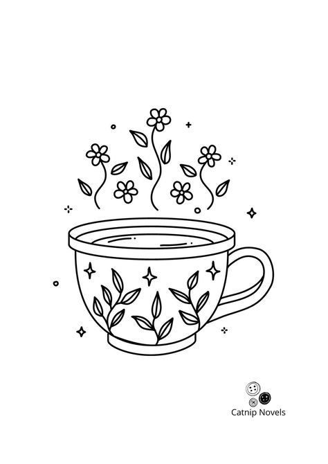 Embroidery pattern for beginners - aromatic cup of tea. Tea Cup Embroidery, Coffee Drawings, Cup Embroidery, Coffee Drawing, Mini Drawings, Simple Doodles, Cup Of Tea, Embroidery Pattern, Embroidery Machine