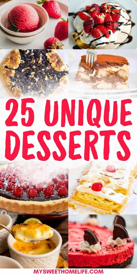 Stand out in a sea of cheesecake and crème brûlée  with these unique desserts. They're perfect for extra special occasions like anniversaries, birthdays, Thanksgiving and Christmas. Cheesecakes For Birthdays, Unique Flavor Combinations Sweets, Cool Looking Desserts, Desserts That Wow, Desserts For Friends, Crazy Dessert Recipes, Torte Recipes Desserts, Special Desserts Recipes, Dessert Trends 2024