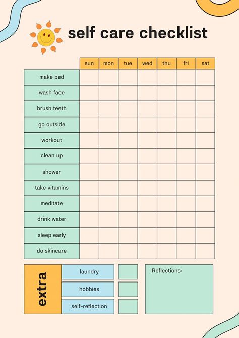 Hygiene Tracker, Skincare Schedule, Importance Of Self Care, Daily Routine Planner, Self Care Checklist, Study Planner Printable, Self Care Bullet Journal, Routine Planner, Finance Planner