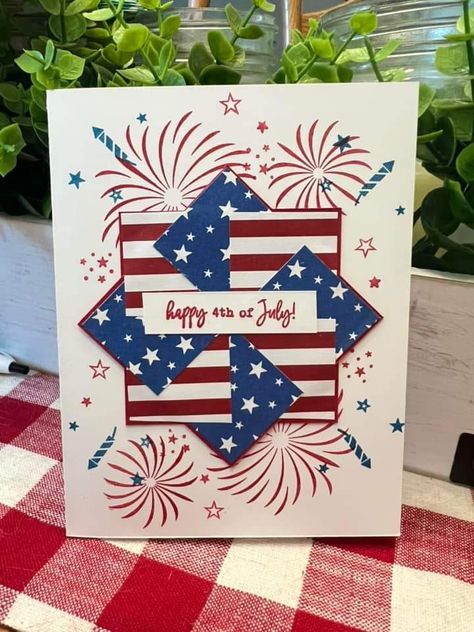 Stamping Up 4th Of July Cards, Patriotic Greeting Cards, Veteran Cards Ideas, July 4th Cards Handmade, Patriotic Cards Handmade, 4th Of July Cards Handmade, Veterans Cards, 4th Of July Cards, Independence Day Card