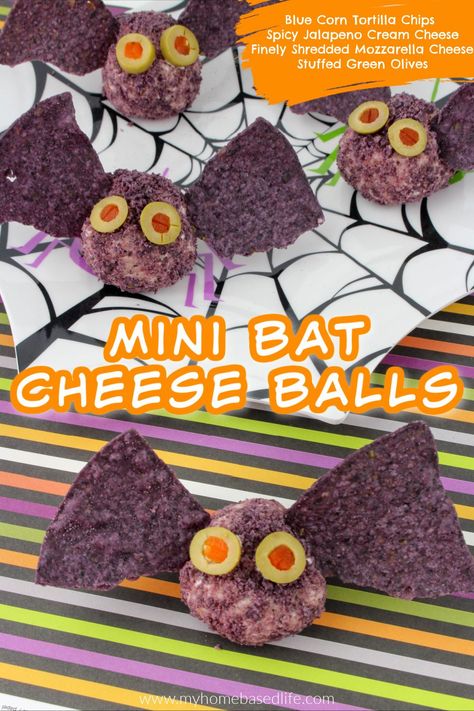 mini bat cheese balls easy halloween snack or appetizer Halloween Bat Food Ideas, Halloween Cheese Balls, Bat Snacks, Spooky Hors D’oeuvres, Bat Themed Snacks, Oreo Ball Bats, Mini Cheese Balls Recipe, Halloween Cheese Ball, Cream Cheese Snacks