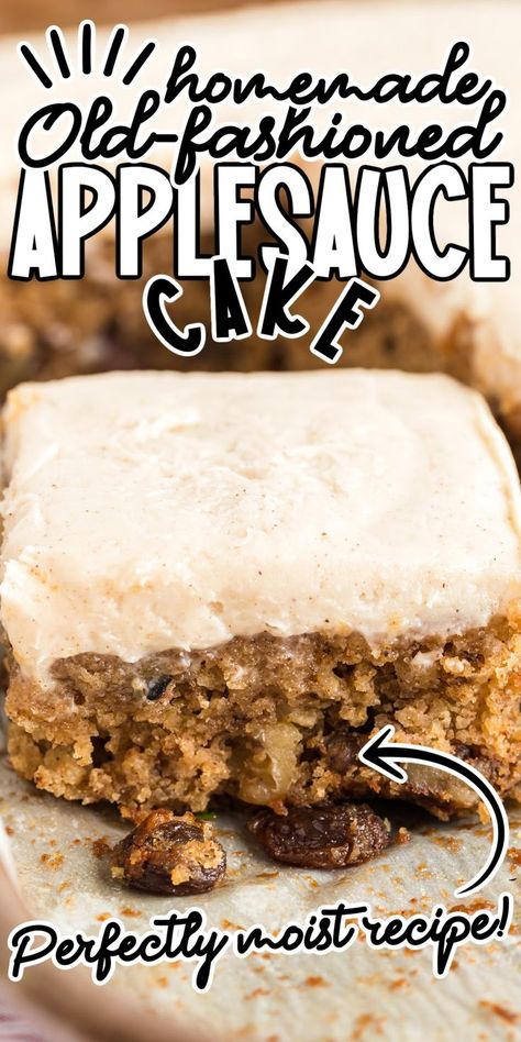 Homemade Spice Cake, Caramel Apple Spice Cake, Applesauce Spice Cake, Applesauce Cake Recipe, Spiced Applesauce, Caramel Apple Spice, Raisin Cake, Cake With Cinnamon, Homemade Pumpkin Spice Latte