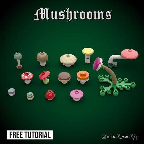 Lego Mushroom Diy, Lego Mushroom, Used Legos, Lego Diy, Medieval Village, Lego Store, Lego Bionicle, Lego Design, Lego Projects