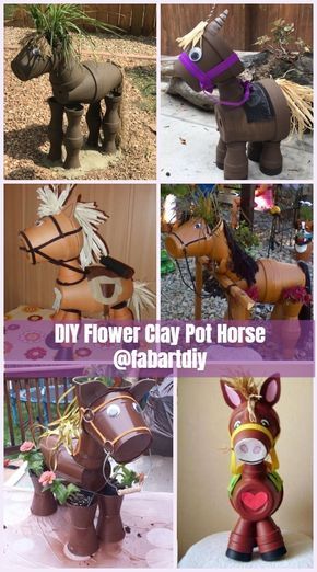 Horse Made Out Of Clay Pots, Horse Planter Pots, Clay Pot Horse, Crochet Basket Weave Stitch, Crochet Basket Weave, Basket Weave Stitch, Terra Cotta Pot Crafts Diy, Clay Pot Projects, Flower Pot People