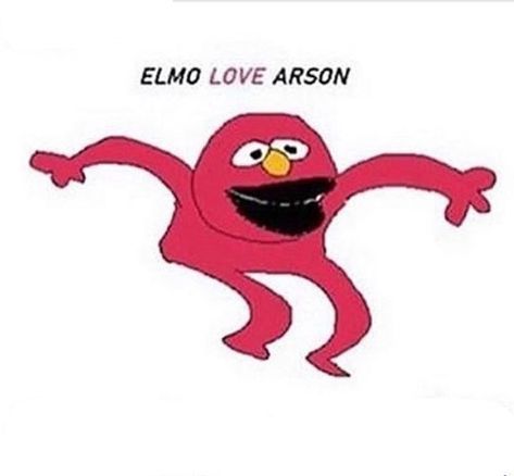 Funny Elmo Picture, Arson Memes Funny, Funny Elmo Wallpaper, Elmo Arson, Elmo Memes Dark, Elmo Memes, At Elmo’s Fire, Elmo On Fire Meme Funny, Animal Bones