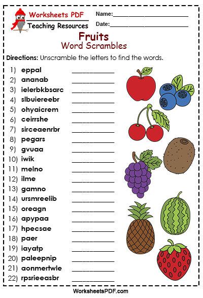 Fruits Word Scramble Anagram Words, Word Scramble For Kids, Jumbled Words, Unscramble Words, English Grammar Exercises, Scramble Words, Vowel Worksheets, Grammar Quiz, Esl Games