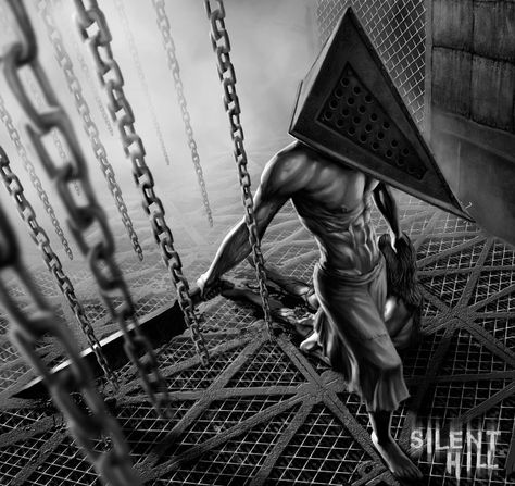 pyramid head Silent Hill Series, Big Monsters, Twisted Art, Silent Hill Art, Pyramid Head, Silent Hill 2, Gaming Art, The Evil Within, Retro Horror