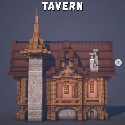 Tavern Minecraft Ideas, Minecraft Town House Ideas, Minecraft Enterence Ideas, Minecraft Town Buildings, Medieval Tavern Minecraft, Minecraft Tavern Build, Minecraft Village Ideas Buildings, Medieval Minecraft Builds, Minecraft Tavern