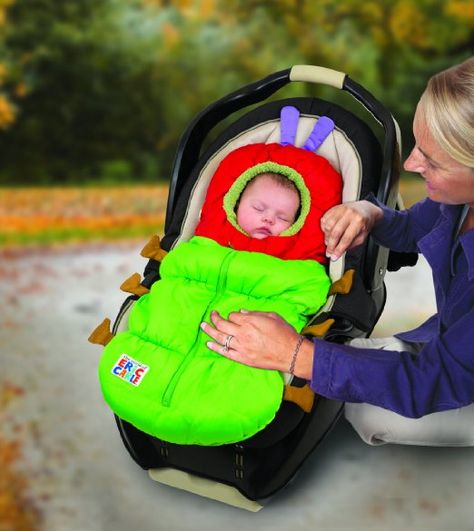 Halloween costume ideas for babies in carseats, strollers, or other things with wheels - Rookie Moms Eric Carle Caterpillar, Baby Bunting Bag, Toddler Carrier, Newborn Halloween, Baby Kostüm, Bunting Bag, Toddler Bag, Infant Car Seat Cover