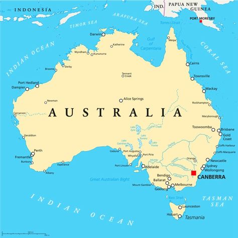 Australia Continent, Map Infographic, World Map With Countries, Port Lincoln, Port Moresby, Australia Country, Coffs Harbour, Sea Port, Australia Map