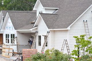 Hardie Shingle Siding, Life In Grace, Hardy Plank Siding, White Farmhouse Exterior, Roof Shingle Colors, Shingle House, White Exterior Houses, White Siding, Hardie Siding