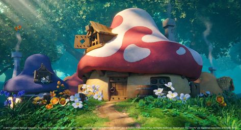 Smurf Village Background, Smurfs The Lost Village, Smurf House, The Lost Village, Village Background, Autumn Fire, Smurf Village, Lost Village, Animation Movies