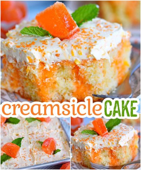 Spend With Pennies Orange Creamsicle Cake Recipe, Orange Creamsicle Cake, Orange Juice Cake, Creamsicle Cake, Chocolate Lasagna, Easy Lasagna Recipe, Vanilla Cake Mixes, Poke Cakes, Orange Creamsicle