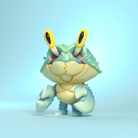 ArtStation - Crab Kaiju, Alberto Camara Crab Toy, Chibi Characters, Vinyl Toys, Cartoon Games, Mascot Design, Cute Chibi, Childrens Illustrations, Character Creation, 3d Illustration