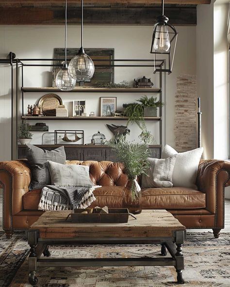 How to Blend Modern and Rustic with Industrial Farmhouse Decor • 333+ Art Images Industrial Wood Decor, Farmhouse Industrial Decor, Rustic Industrial Farmhouse, Industrial Vintage Decor, Industrial Farmhouse Living Room, Bed Frame Sets, Modern Industrial Farmhouse, Industrial Country, Metal Bistro Chairs