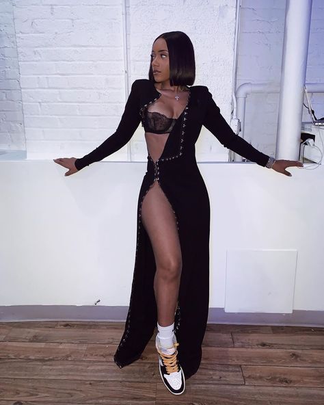 Shaniqua J on Instagram: “Pulled up to the sneaker ball ...” Black Dress Night Out Party, Tux And Sneakers, Prom Dress With Sneakers Outfit, Prom Dress With Jordans, Sneaker Ball Party Ideas Women, Sneaker Gala Outfit, Sneakers Ball Outfit, Sneaker Ball Outfit Ideas Women, Sneaker Gala Outfit Black Women