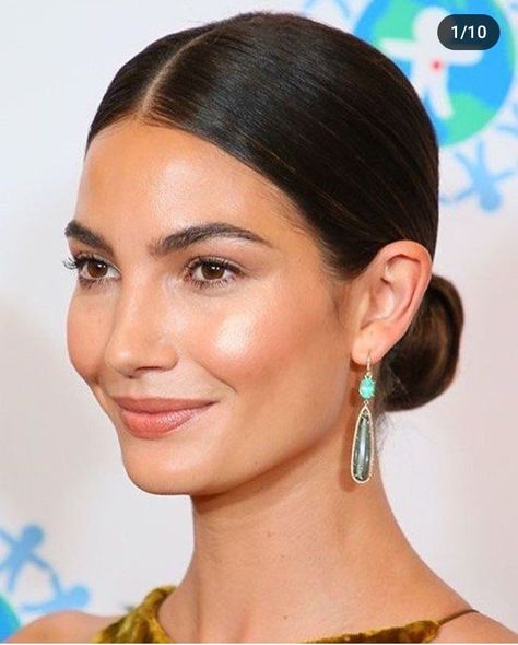 Brunette Updo, Sleek Hair, Long Hair Ponytail, Love Lily, Elegant Wedding Hair, Glam Makeup Look, Lily Aldridge, Natural Make Up, Slick Hairstyles