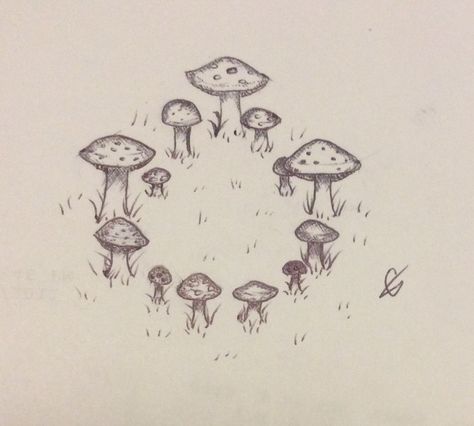 Circle Of Mushrooms Tattoo, Mushroom Fairy Ring Drawing, Mushroom Ring Drawing, Fairy Ring Drawing, Fairy Circle Drawing, Mushroom Ring Tattoo, Mushroom Circle Tattoo, Fairy Circle Tattoo, Fairy Ring Tattoo