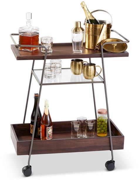 Hotel Collection Bar Cart Diy Bar Cart, Gold Bar Cart, Bar Cart Styling, Breakfast Bar Kitchen, Serving Cart, Bar Cart Decor, Entertainment Bar, Bar Kitchen, Contemporary House Design