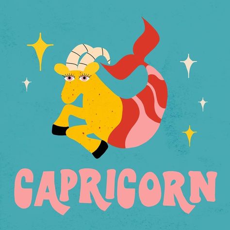 Capricorn Illustration, Uni Room Decor, Zodiac Decor, Graphic Star, Capricorn Astrology, Capricorn Rising, Sign Illustration, Uni Room, Zodiac Designs