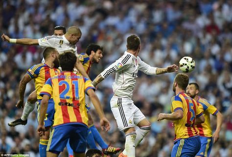 Pepe rises above the crowd from a corner to head in Real's first of the match Real Madrid Wins Vs Barcelona, Real Madrid Squad 2017, Real Madrid Vs Barcelona 11-1, Real Madrid 2014 Champions League, Real Madrid 2016/17, Cristiano Ronaldo, Real Madrid, Ronaldo, Sumo Wrestling