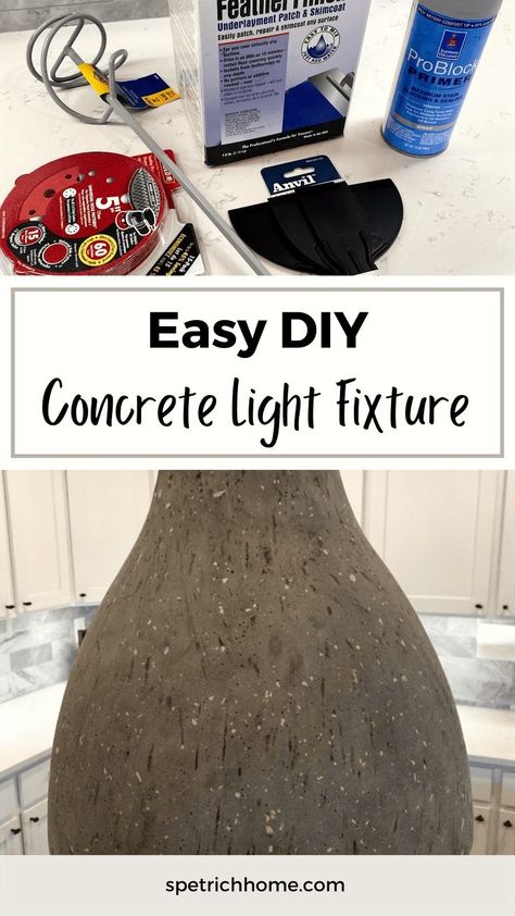 Create this easy DIY Concreate Pendant Light Fixture for your kitchen. Concrete pendant lights can be expensive! Here I share how I completed a cheap DIY to create these concrete light pendants over our kitchen isand! I went to Ikea and got 2 Melodi pendant lamps for only $9.99 each! Follow along this DIY video tutorial to create this modern look for your home on a budget! Find more modern farmhouse DIY home lighting, DIY home decor, and kitchen ideas at https://spetrichhome.com/! Easy Diy Home Projects, Kitchen Concrete, Lighting Diy, Modern Farmhouse Diy, Concrete Light, Concrete Pendant Light, Concrete Pendant, Home Lighting Design, Diy Videos Tutorials