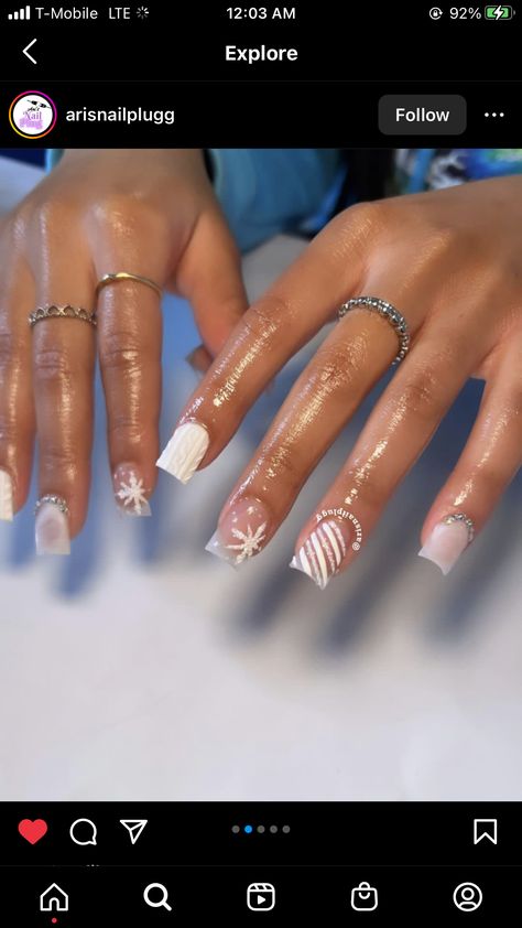 Christmas Overlay Nails, Nails French Christmas, Overlay Ideas, Overlay Nails, Girly Acrylic, Fake Nails Designs, Acrylic Nail Set, Girl Nails, French Manicure Nails