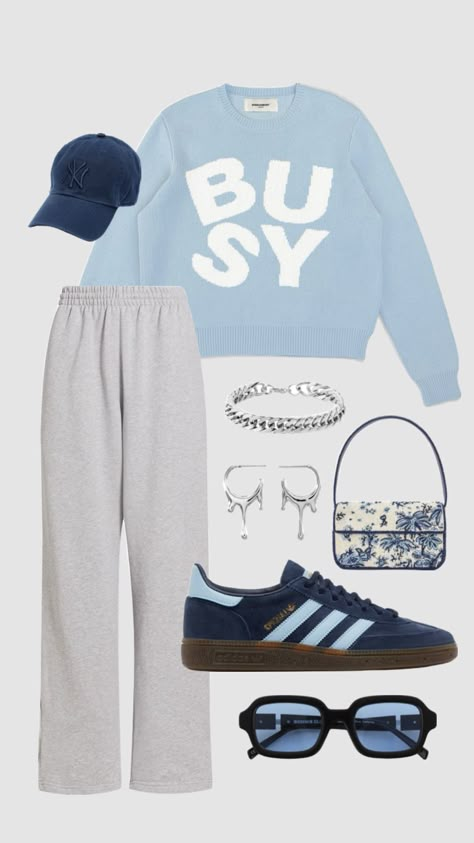 #outfitinspo #fitcheck #ootd #fashion #trendy #blue #loungewear Blue Loungewear, Preppy Chic Outfits, Winter Fashion Outfits Casual, Cute Everyday Outfits, Winter Fashion Outfits, Retro Outfits, Fall Winter Outfits, Ootd Fashion, Comfy Outfits