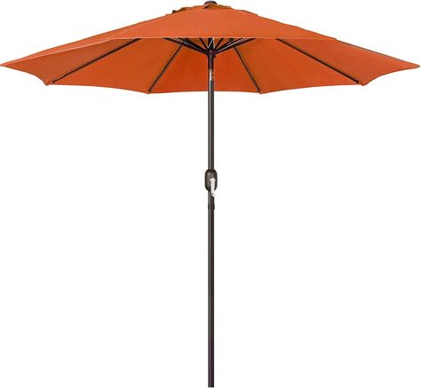 Blissun 9' Outdoor Patio Umbrella, Market Striped Umbrella with Push Button Tilt and Crank (Orange) Yard Umbrella, Patio Furniture Umbrella, Umbrella Outdoor, Backyard Beach, Outdoor Patio Table, Shade Umbrellas, Table Umbrella, Outdoor Market, Shade Structure