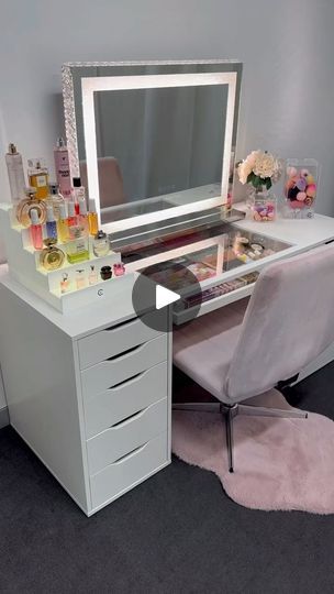 Ikea Makeup Vanity Hack, Ikea Makeup Vanity, Pull Out Shelf, Ikea Komplement, Ikea Vanity, Perfume Stand, Ikea Alex Drawers, New House Bathroom, Ikea Alex