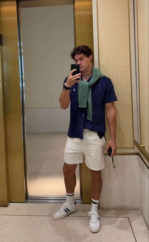 Vintage Classy Outfits Men, Old Money Street Style Men, Men’s Europe Outfits, Parisian Summer Outfits Men, Puerto Rico Men Outfits, Polo Mens Outfits, Old Money X Streetwear, Old Money Summer Outfits Men Shorts, Men Fashion Summer 2024