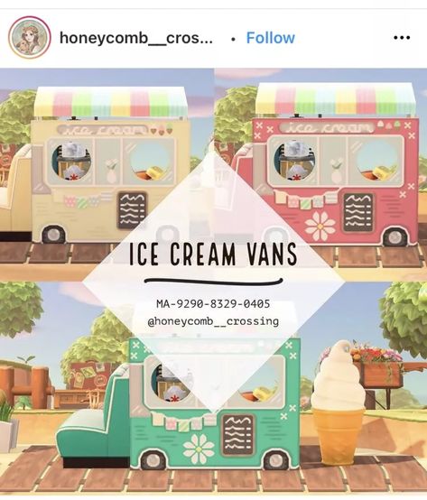 Animal Crossing Design Codes, Animal Crossing Design, Cream Vans, Standee Design, Animal Crossing 3ds, Animals Crossing, Animal Crossing Guide, Animal Crossing Qr Codes Clothes, Animal Crossing Wild World