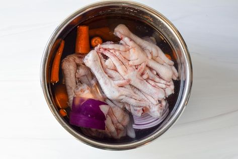 Instant Pot Chicken Feet Bone Broth (Easy & PERFECTLY Gelatinous!) Chicken Feet Bone Broth Instant Pot, Chicken Feet Bone Broth, Broth Instant Pot, Protein In Chicken, Bone Broth Instant Pot, Chicken Bone Broth Recipe, Making Chicken, Homemade Bone Broth, Bone Broth Recipe