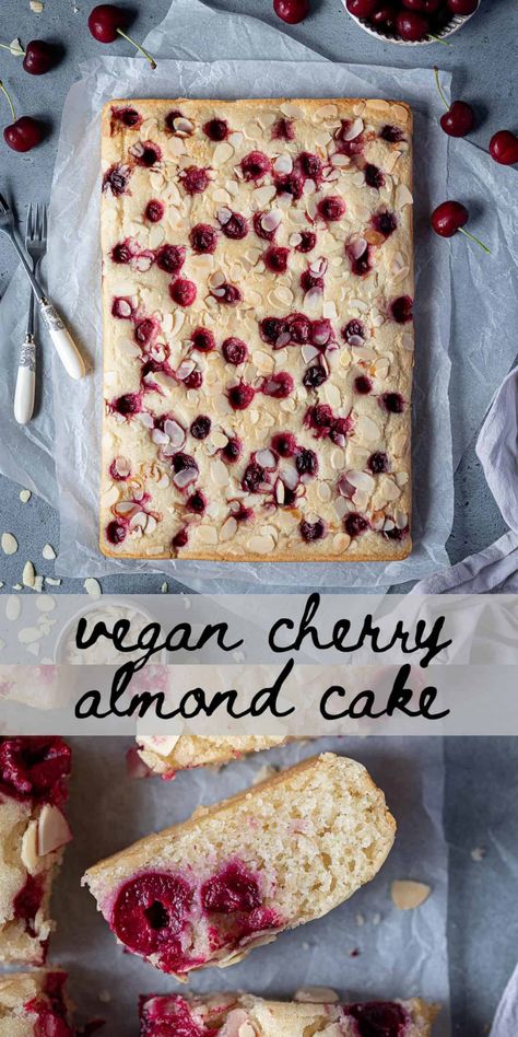 Vegan Cherry Almond Cake, Domestic Gothess Recipes, Vegan Almond Dessert, Italian Vegan Dessert, Vegan Cherry Cheesecake, Vegan Cherry Recipes, Vegan Date Dessert, Vegan Cherry Desserts, Vegan Cherry Cake