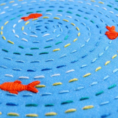 Diy Craft Kit, Sashiko Embroidery, Hand Embroidery Kit, Gift Diy, Diy Set, 자수 디자인, Fish Pond, Diy Craft Kits, Hand Embroidery Stitches