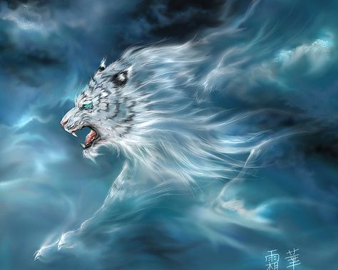 20 Tiger HD Wallpapers | Backgrounds - Wallpaper Abyss Air Elemental, Art Tigre, Lakaran Fesyen, Creature Fantasy, Tiger Wallpaper, Chinese Mythology, Mythical Animal, Tiger Art, Japan Design