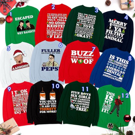 Home Alone Family Christmas Matching Shirts, Kevin Christmas Sweater, Home Alone Christmas Pajamas, Funny Xmas Home Alone Movie Quote Shirts LS719 Welcome to my store, where your shopping experience is my top priority! I am here to provide you with excellent assistance, so please don't hesitate to reach out if you have any special requests or questions. I will respond promptly to ensure your satisfaction. To make the ordering process smoother, please follow these steps: - Choose your desired col Home Alone Shirts Vinyl, Home Alone Shirt Ideas, Home Alone Kid, Christmas Matching Shirts, Xmas Table Decorations, Home Alone Movie, Home Alone Christmas, Christmas Movie Shirts, Quote Shirts