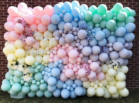 Balloon Walls, Balloon Arch Diy, Pastel Birthday, Pastel Party, Pastel Balloons, Diy Balloon Decorations, Rainbow Balloons, Birthday Balloon Decorations, Rainbow Baby Shower